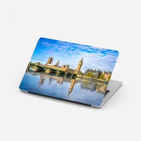 Pegatina para portátil paisaje de Londres con el Big Ben reflejado – Pixers®