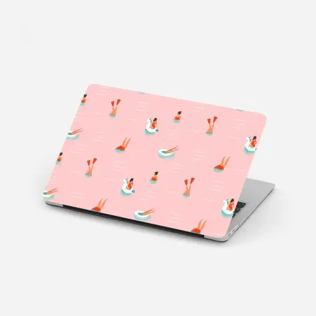Pegatina para portátil estampado veraniego de piscina con flotadores y mujeres – Pixers®