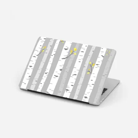 Pegatina para portátil bosque de abedules minimalista con hojas amarillas – Pixers®