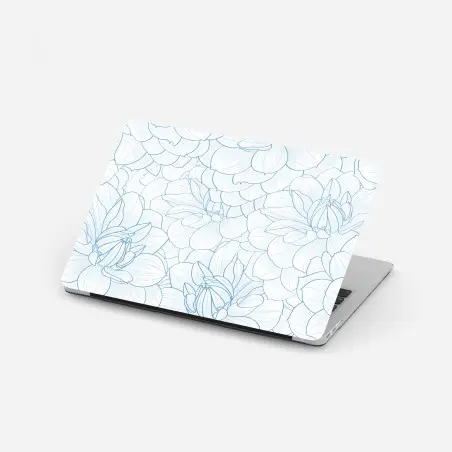 Pegatina para portátil estampado floral en líneas azules y delicadas – Pixers®