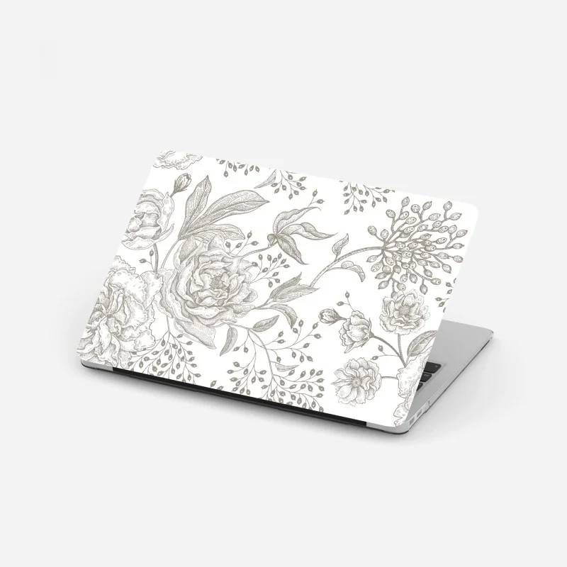 Pegatina para portátil patrón floral botánico en tonos neutros