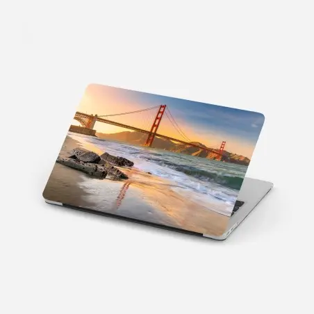 Pegatina para portátil puesta de sol sobre el Golden Gate en San Francisco – Pixers®