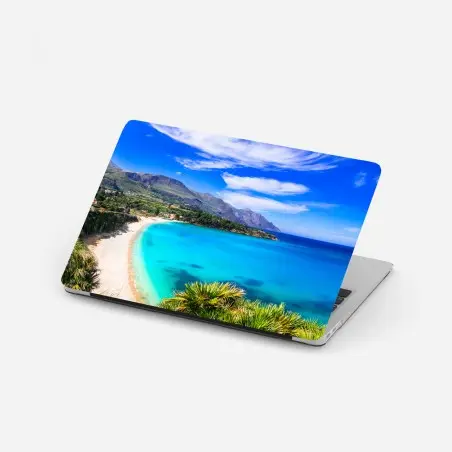 Pegatina para portátil bahía turquesa y acantilados mediterráneos – Pixers®