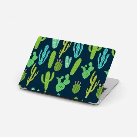 Pegatina para portátil patrón de cactus y suculentas en tonos verdes y azules – Pixers®