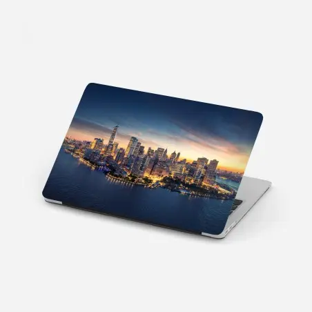 Pegatina para portátil amanecer en Manhattan: panorámica urbana de Nueva York – Pixers®