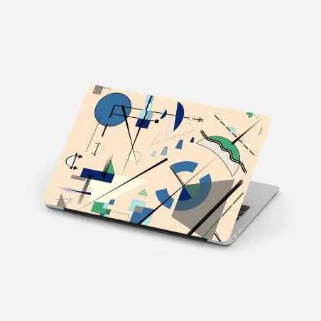 Pegatina para portátil composición geométrica abstracta en tonos azules y verdes – Pixers®