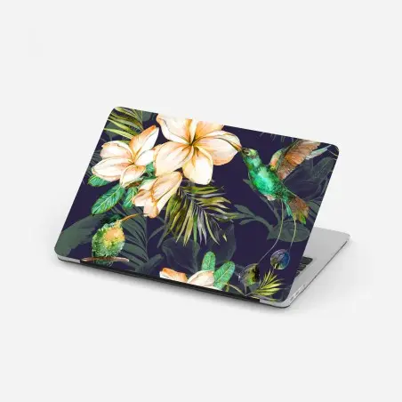 Pegatina para portátil colibrí y flores tropicales en acuarela – Pixers®