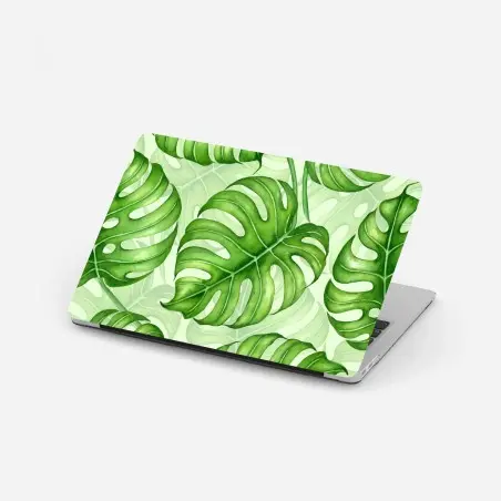 Pegatina para portátil patrón tropical de hojas de monstera en acuarela – Pixers®