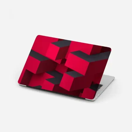 Pegatina para portátil diseño geométrico tridimensional en rojo y negro – Pixers®
