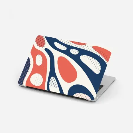 Pegatina para portátil diseño orgánico en tonos coral y azul marino – Pixers®