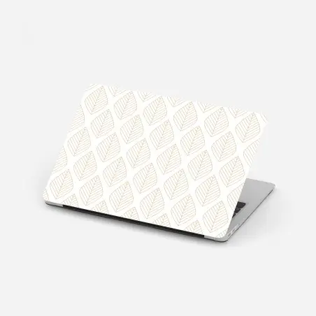 Pegatina para portátil patrón de hojas doradas sobre fondo blanco – Pixers®
