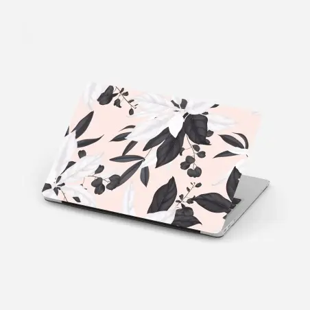 Pegatina para portátil diseño botánico en blanco y negro sobre fondo rosa pálido – Pixers®