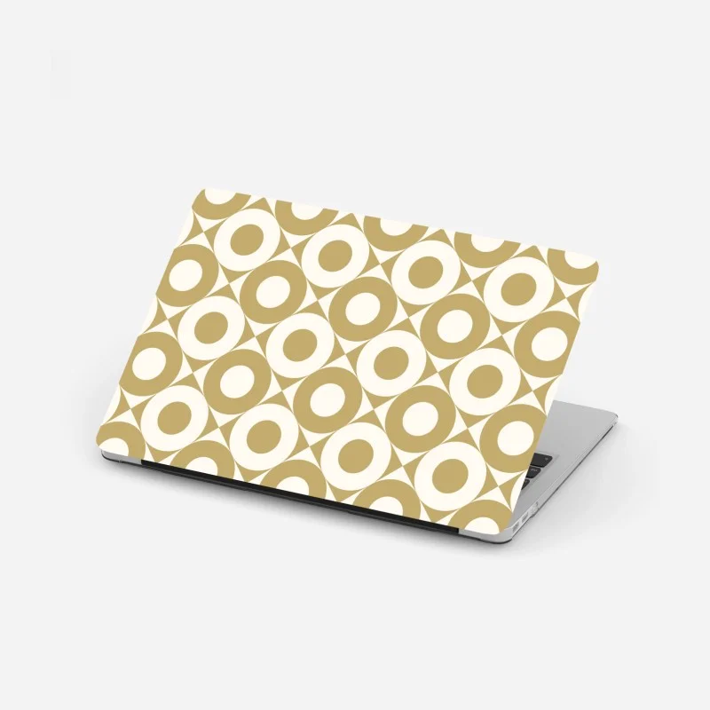 Pegatina para portátil patrón geométrico retro de círculos beige