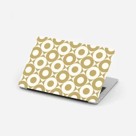 Pegatina para portátil patrón geométrico retro de círculos beige – Pixers®