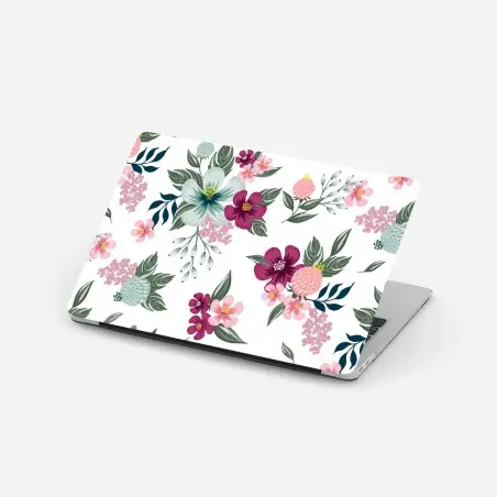 Pegatina para portátil elegante estampado floral en tonos rosa y verde – Pixers®