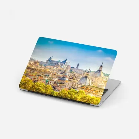 Pegatina para portátil panorama urbano de Roma con cúpulas clásicas – Pixers®