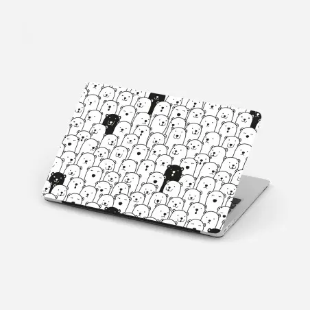 Pegatina para portátil patrón de osos minimalista en blanco y negro – Pixers®