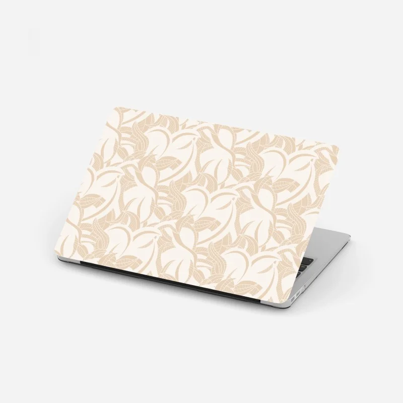 Pegatina para portátil estampado botánico beige de hojas entrelazadas