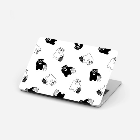 Pegatina para portátil patrón de osos viajeros en blanco y negro – Pixers®