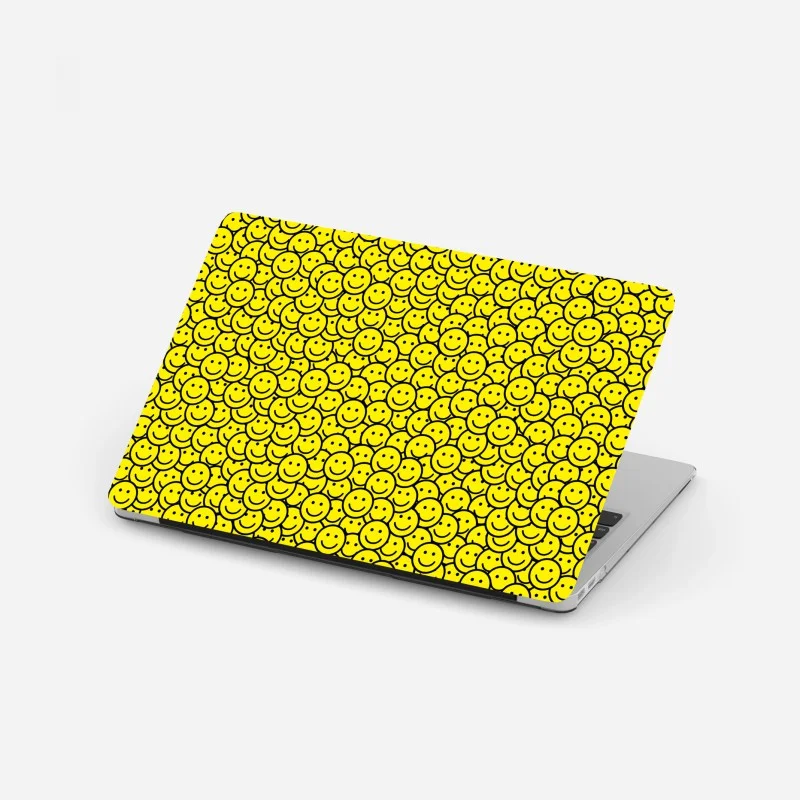 Pegatina para portátil patrón de caras sonrientes en amarillo