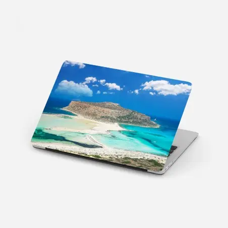 Pegatina para portátil paisaje marino de Balos: aguas turquesa y arena blanca – Pixers®