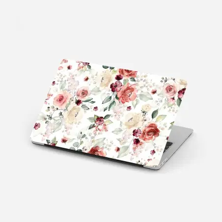 Pegatina para portátil estampado floral en acuarela con rosas y hojas – Pixers®