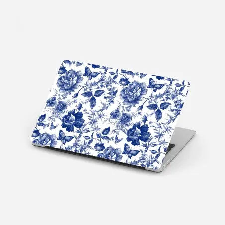 Pegatina para portátil estampado floral azul estilo vintage – Pixers®