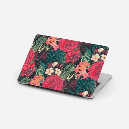 Pegatina para portátil estampado floral tropical en tonos rojos – Pixers®