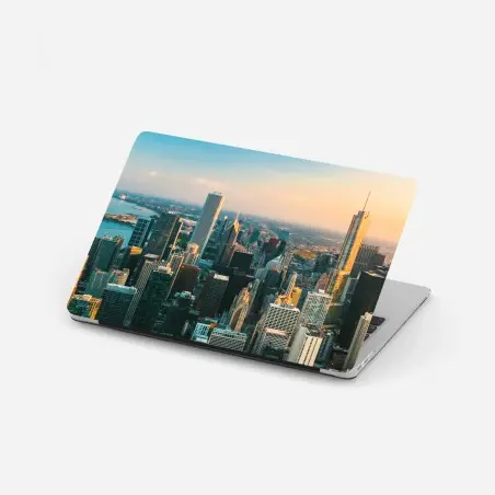 Pegatina para portátil puesta de sol sobre Chicago: horizonte urbano moderno – Pixers®