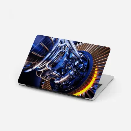Pegatina para portátil detalle de turbina aeronáutica en azul metálico – Pixers®