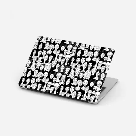 Pegatina para portátil mosaico de rostros diversos en blanco y negro – Pixers®