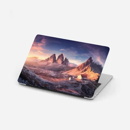 Pegatina para portátil amanecer en las Dolomitas con picos imponentes – Pixers®