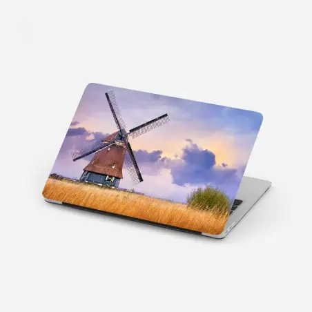 Pegatina para portátil molino tradicional al atardecer en paisaje campestre – Pixers®