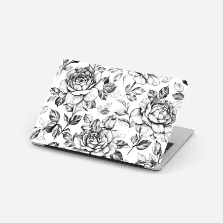 Pegatina para portátil motivo de rosas vintage en blanco y negro – Pixers®
