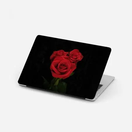 Pegatina para portátil rosas rojas sobre fondo negro – Pixers®