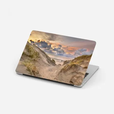 Pegatina para portátil puesta de sol sobre las dunas de Zeeland – Pixers®