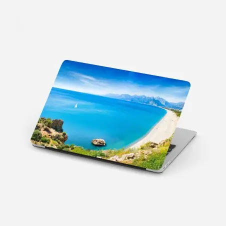 Pegatina para portátil panorámica de la playa Konyaalti en Antalya – Pixers®