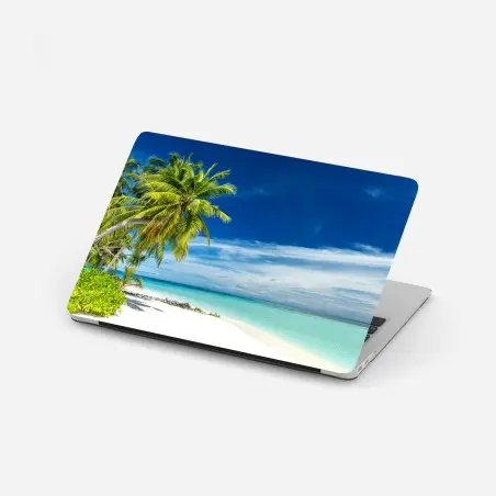 Pegatina para portátil playa tropical de palmeras y mar turquesa – Pixers®