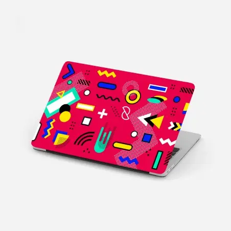 Pegatina para portátil diseño geométrico pop sobre fondo fucsia – Pixers®