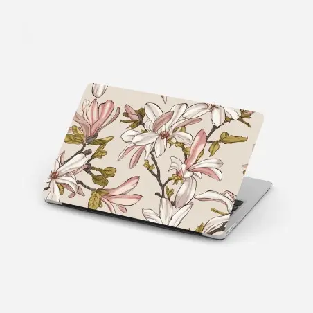 Pegatina para portátil ilustración de magnolias en tonos suaves – Pixers®