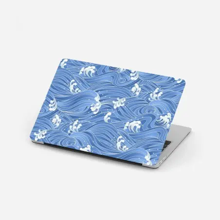 Pegatina para portátil diseño de olas azules estilizadas – Pixers®