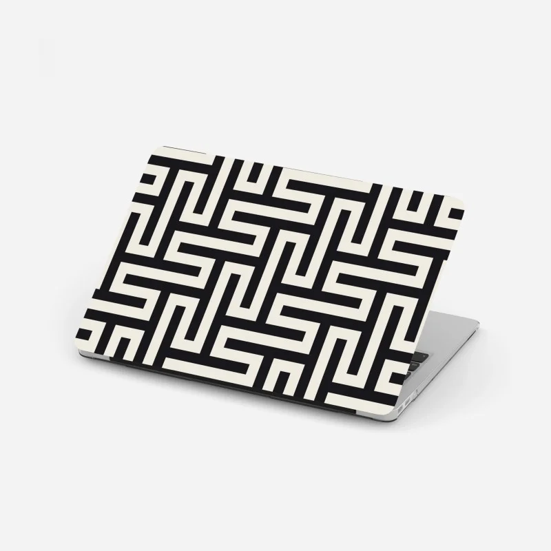 Pegatina para portátil patrón geométrico de laberinto en tonos crema y negro