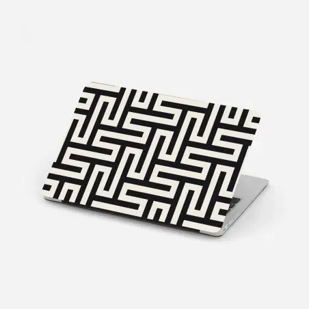 Pegatina para portátil patrón geométrico de laberinto en tonos crema y negro – Pixers®