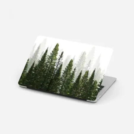 Pegatina para portátil bosque de abetos en niebla – Pixers®