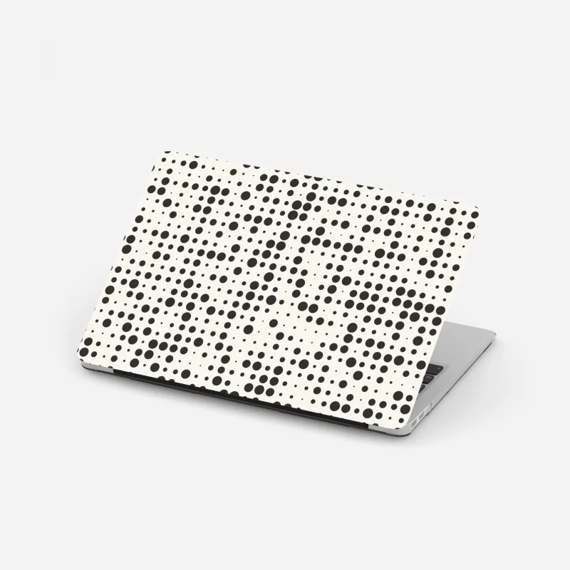 Pegatina para portátil patrón de lunares minimalista en blanco y negro