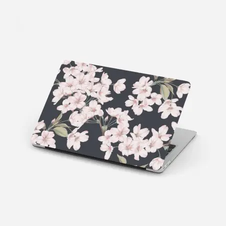 Pegatina para portátil flores de cerezo sobre fondo gris oscuro – Pixers®