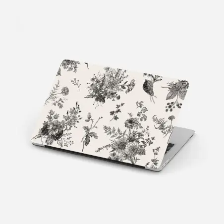 Pegatina para portátil motivo floral otoñal en blanco y negro – Pixers®