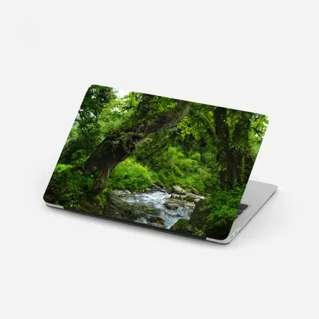 Pegatina para portátil arco natural en bosque verde junto al río – Pixers®