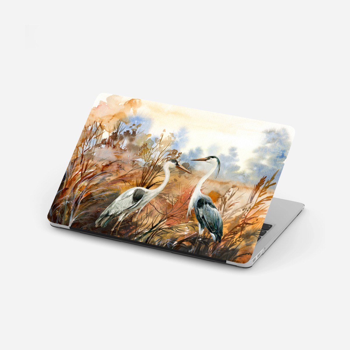 Pegatina para portátil garzas en el humedal otoñal – Pixers®