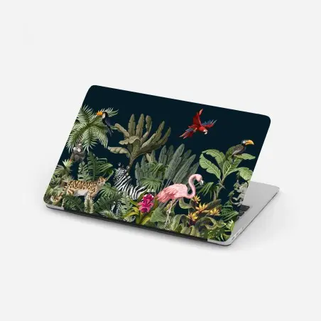 Pegatina para portátil escena selvática de fauna y vegetación tropical – Pixers®